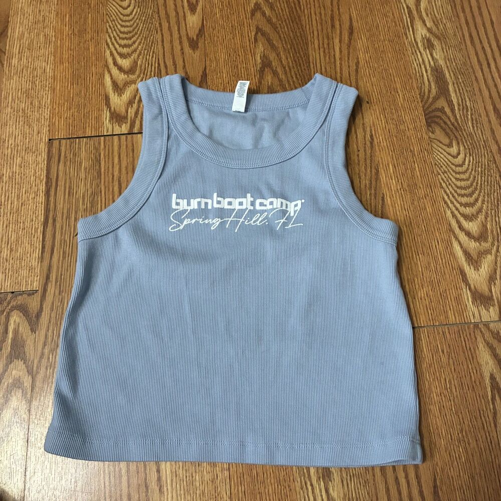 Burn Boot Camp Ribbed Crop Tank Top M Purple Gymcore Workout HIT Athletic Fit